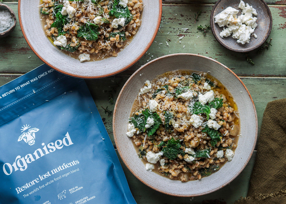 Nettle Barley Risotto with Goat's Cheese